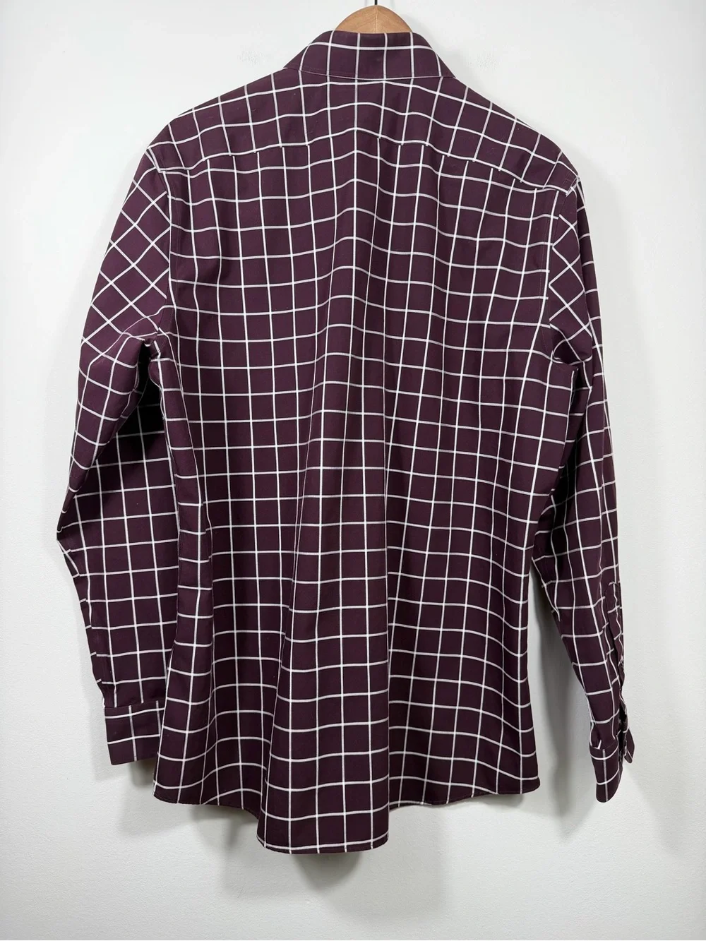 Banana Republic Grant Fit XL Burgundy Windowpane Non-Iron Button Down Shirt